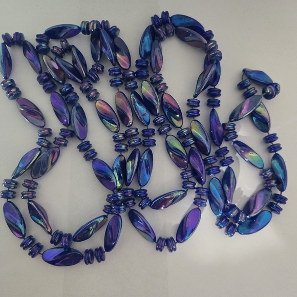 VINTAGE LONG STRANDED NECKLACE MULTICOLOR - Picture 5 of 8